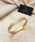 Round Nail Double Row Inlaid Zircon Cuff Bracelet Luxury Stainless Steel Waterproof