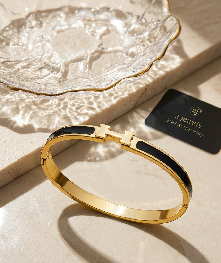 Clic H 18K Gold Plated Bracelet, Luxury Elegant and refined Designer Bangle