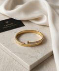 1pc 18K Golden Plated Women'S Trendy Versatile Double-Head Nail Inlaid Zirconia Bangle, Suitable for Daily Wear, Parties, And Gifts for Friends And Family